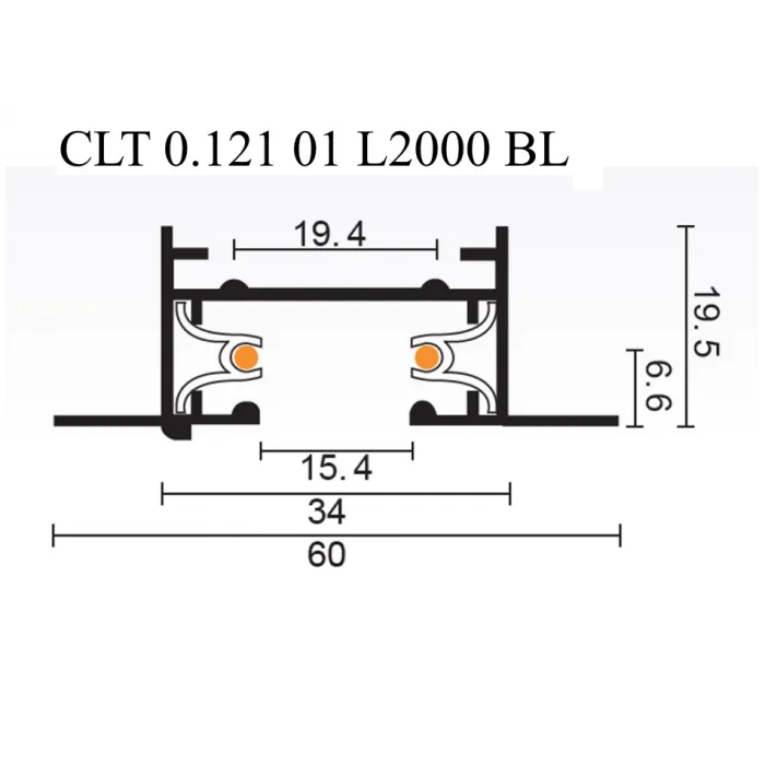 Шинопровод встраиваемый однофазный с питанием и заглушкой Crystal Lux CLT 0.121 01 L2000 BL от ImperiumLoft