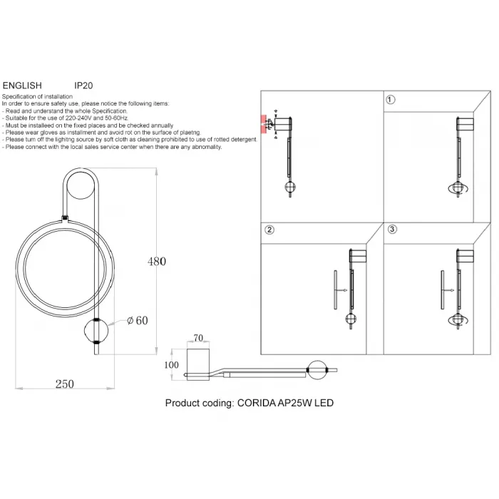 Бра Crystal Lux CORIDA AP25W LED BLACK/GOLD от ImperiumLoft
