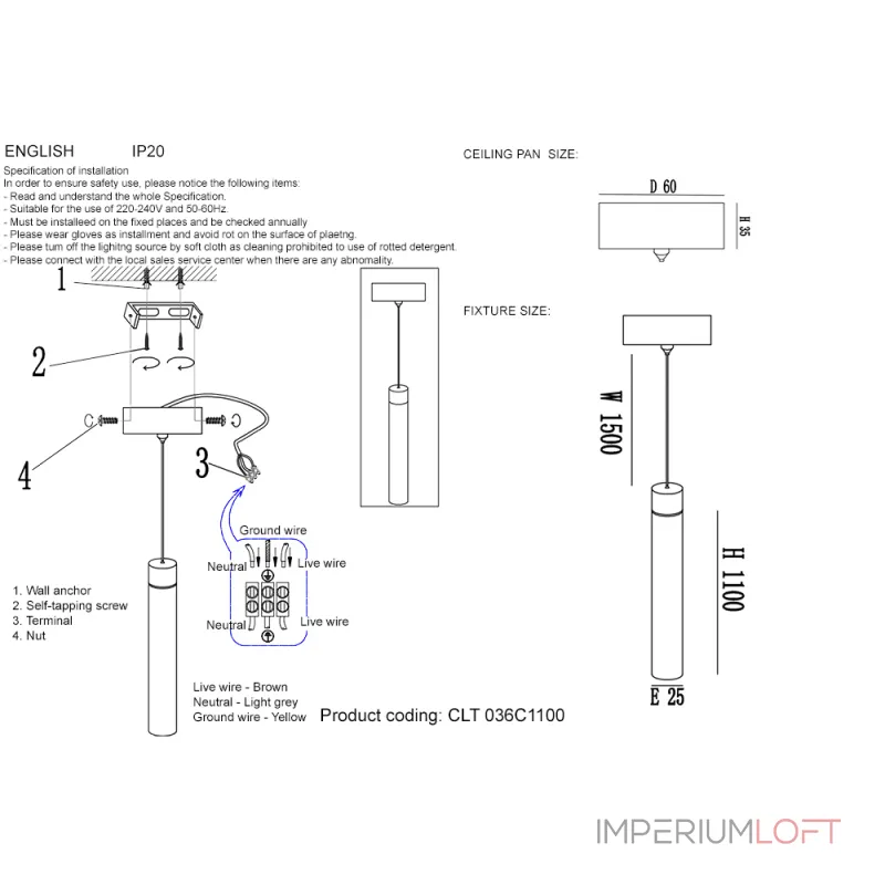 Подвесной светильник Crystal Lux CLT 036C1100 GO Подвесной светильник Crystal Lux CLT 036C1100 GO