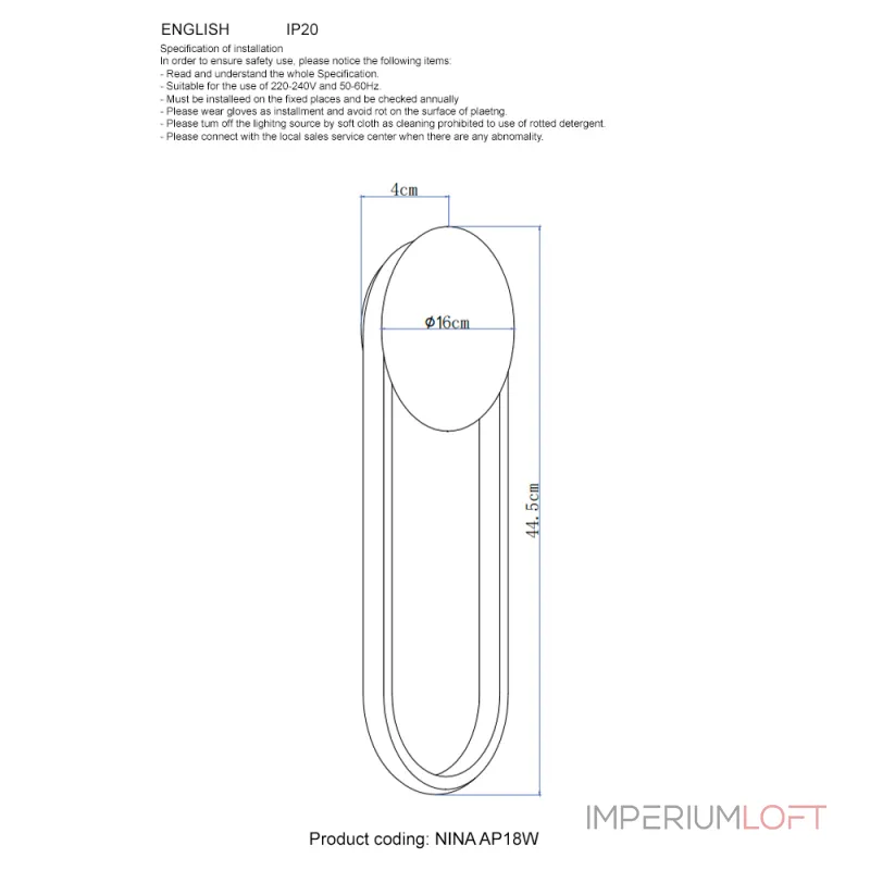 Бра Crystal Lux NINA AP18W LED BRASS Бра Crystal Lux NINA AP18W LED BRASS
