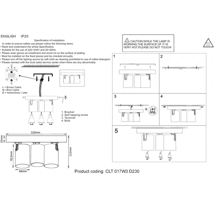 Светильник потолочный Crystal Lux CLT 017W3 D230 WH от ImperiumLoft