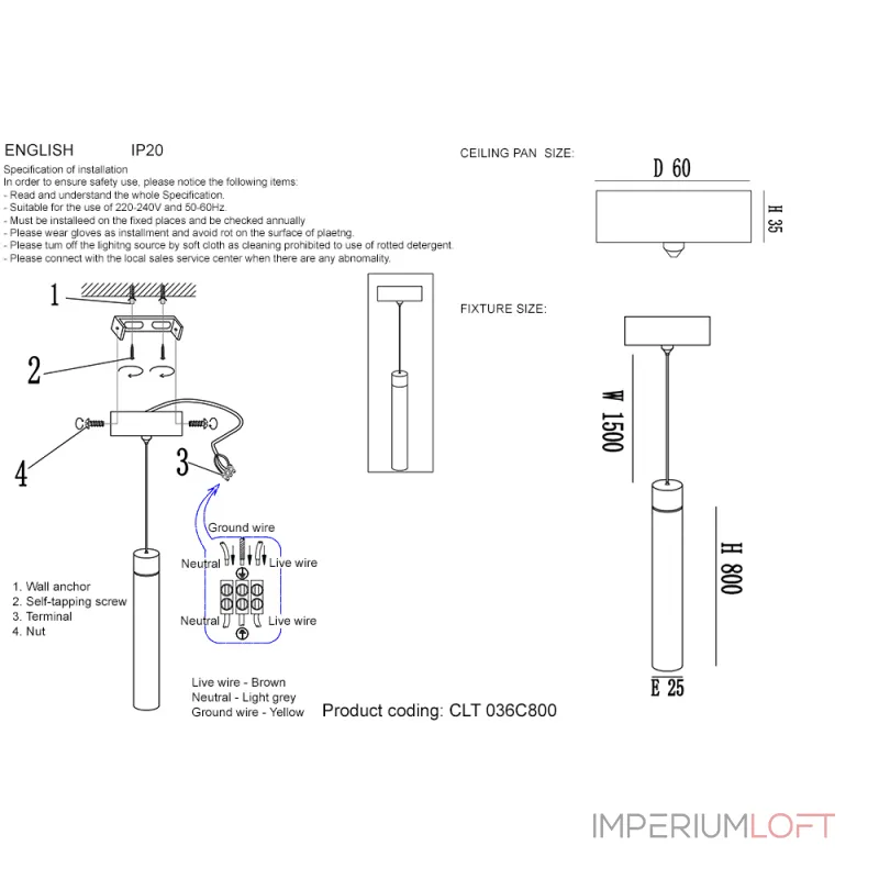 Подвесной светильник Crystal Lux CLT 036C800 GO