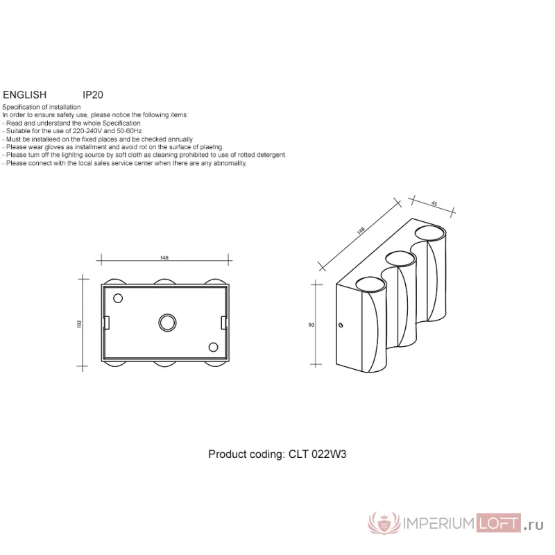 Бра Crystal Lux CLT 022W3 WH-GO 4000K