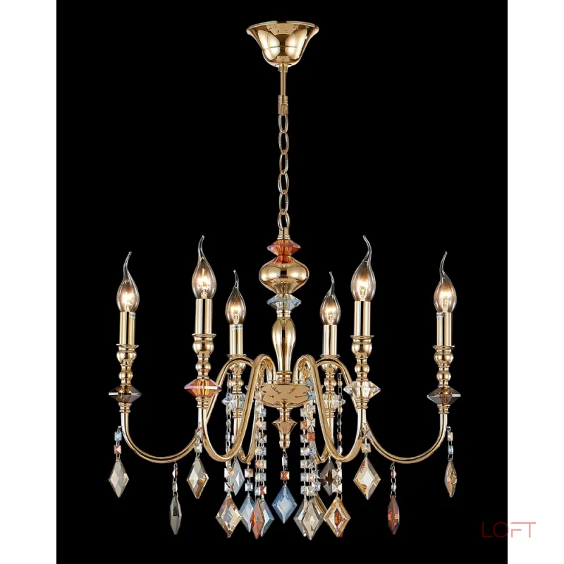 Подвесная люстра Crystal Lux MERCEDES SP6 GOLD/COLOR Подвесная люстра Crystal Lux MERCEDES SP6 GOLD/COLOR