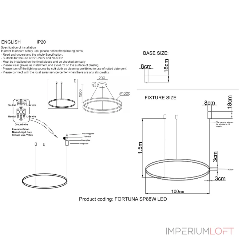 Подвесная люстра Crystal Lux FORTUNA SP88W LED GOLD
