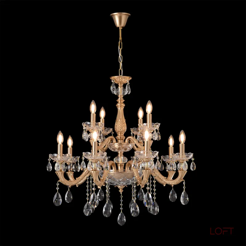 Подвесная люстра Crystal Lux ELIZABETH SP8+4 BRASS Подвесная люстра Crystal Lux ELIZABETH SP8+4 BRASS
