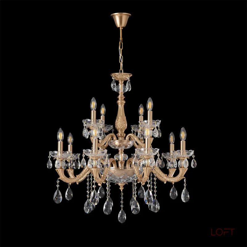Подвесная люстра Crystal Lux ELIZABETH SP8+4 BRASS Подвесная люстра Crystal Lux ELIZABETH SP8+4 BRASS