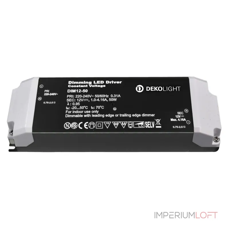 Блок питания для светодиодов BASIC DIM CV 12V 12-50W Deko-Light 862220 Блок питания для светодиодов BASIC DIM CV 12V 12-50W Deko-Light 862220