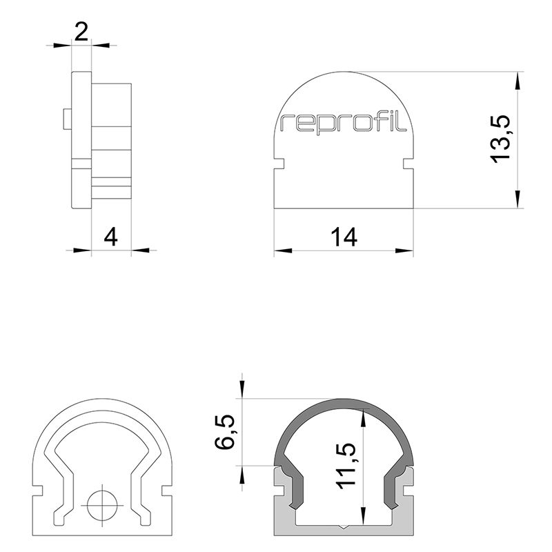 Торцевая заглушка R-AU-01-08 набор из 2 шт. Deko-Light 979581