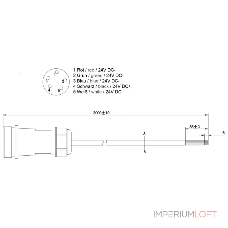 Фидерный кабель Weipu HQ 12/24/48 В, 5-полюсный Deko-Light 940030