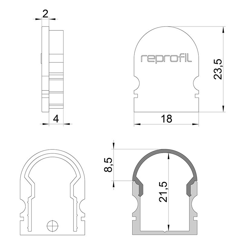 Торцевая заглушка R-AU-02-12 набор из 2 шт. Deko-Light 979531