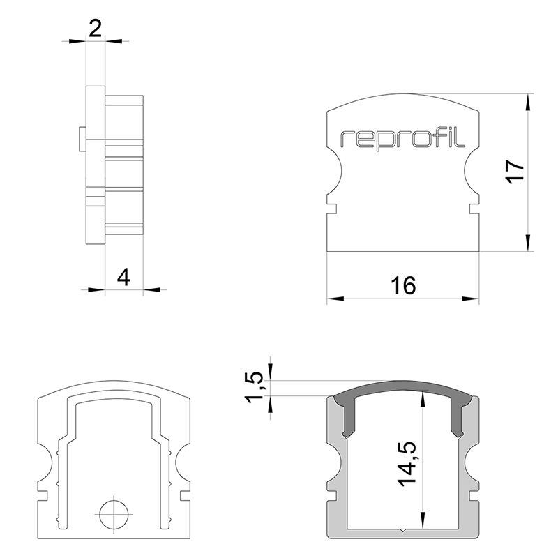 Торцевая заглушка F-AU-02-10 набор из 2 шт. Deko-Light 978552 Торцевая заглушка F-AU-02-10 набор из 2 шт. Deko-Light 978552
