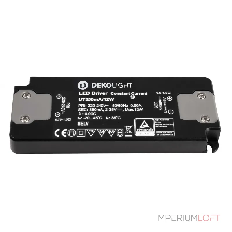Блок питания для светодиодов FLAT, CC, UT350mA/12W Deko-Light 862223 Блок питания для светодиодов FLAT, CC, UT350mA/12W Deko-Light 862223