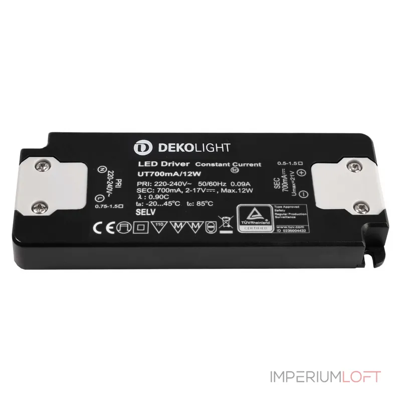 Блок питания для светодиодов FLAT, CC, UT700mA/12W Deko-Light 862227
