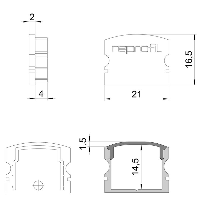 Торцевая заглушка F-AU-02-15 набор из 2 шт. Deko-Light 978572