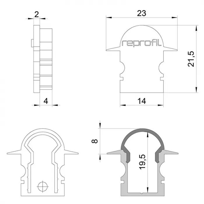 Торцевая заглушка R-ET-02-08 набор из 2 шт. Deko-Light 979641 от ImperiumLoft