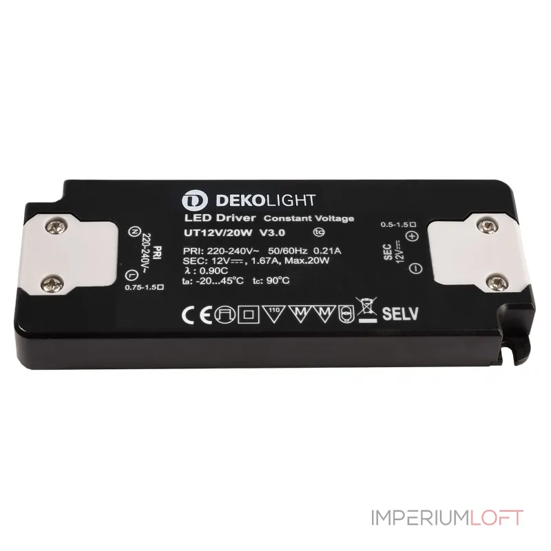 Блок питания для светодиодов FLAT, CV, UT12V/20W Deko-Light 862232 Блок питания для светодиодов FLAT, CV, UT12V/20W Deko-Light 862232