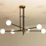 Люстра на штанге Delight Collection Bistro Globe 9389P/6 black/gold