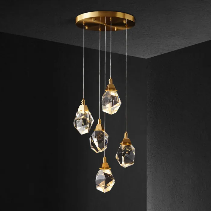Подвесной светильник Delight Collection Crystal rock II 9701P/5R brass от ImperiumLoft
