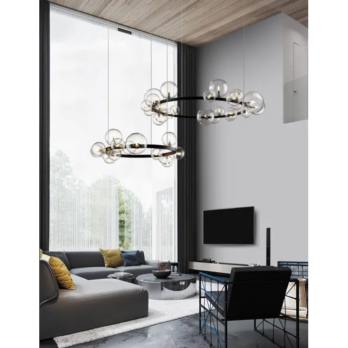 Люстра Delight Collection Art Deco Bubble KM1294P-24 black/clear от ImperiumLoft