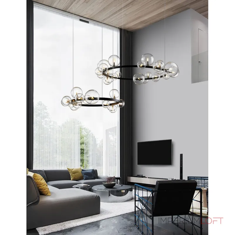 Подвесная люстра Delight Collection Art Deco Bubble KM1294P-24 black/clear Подвесная люстра Delight Collection Art Deco Bubble KM1294P-24 black/clear