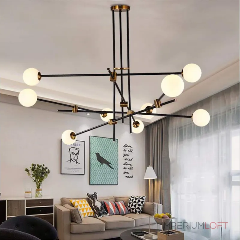Люстра на штанге Delight Collection Bistro Globe 9389P/9 black/gold