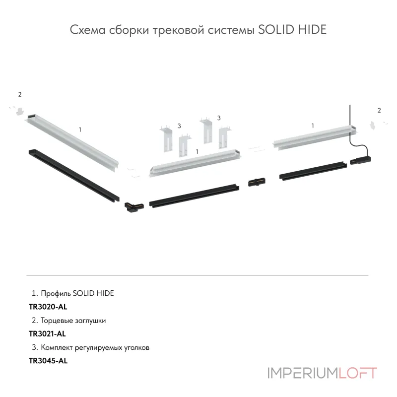 Торцевые заглушки для профиля TR3020-AL (2шт) Denkirs Solid Hide TR3021-AL