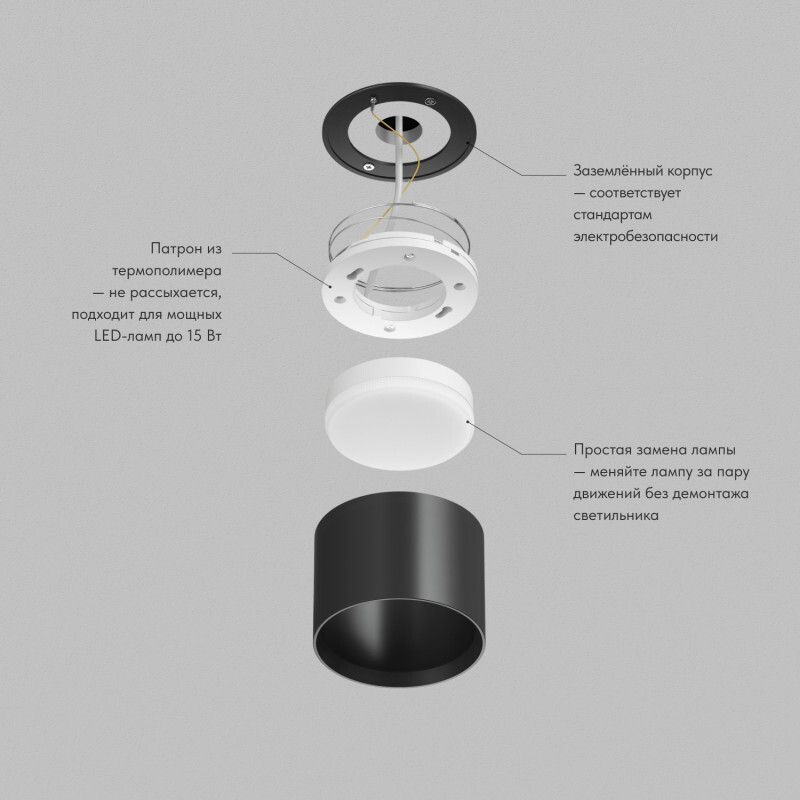 Потолочный светильник Denkirs Pillar DK-DH2600-BK Потолочный светильник Denkirs Pillar DK-DH2600-BK