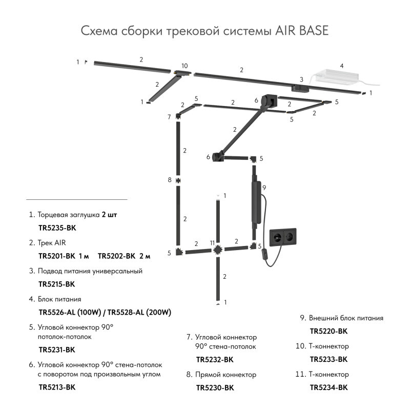 T-коннектор Denkirs AIR BASE TR5233-BK