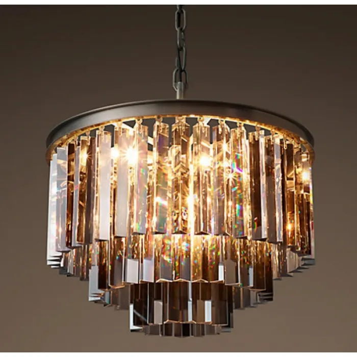 Люстра RH 1920s Odeon Smoke Glass Fringe Chandelier - 3 rings от ImperiumLoft