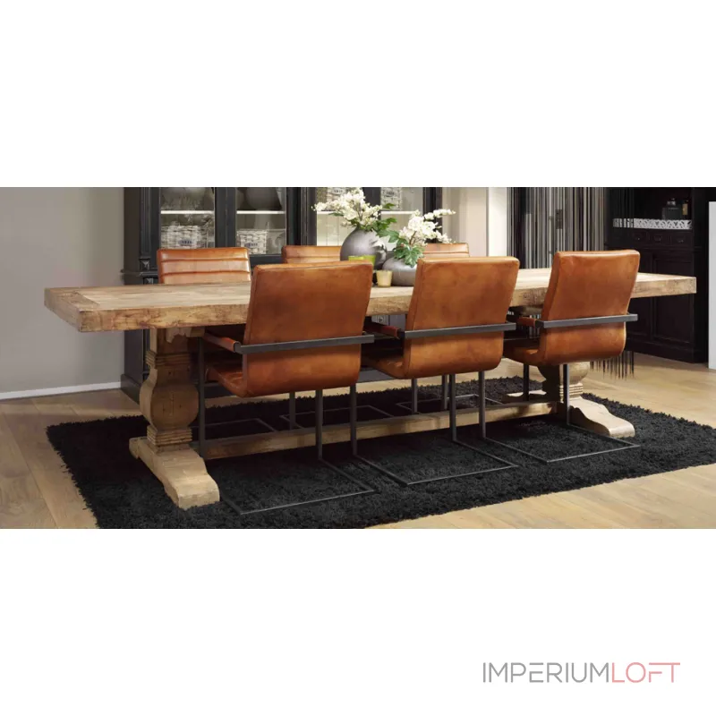 Кожаный стул с подлокотником Loft Stool Eleonora Swan