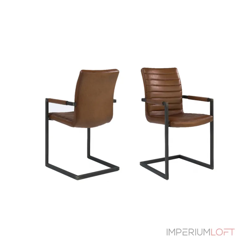 Кожаный стул с подлокотником Loft Stool Eleonora Swan