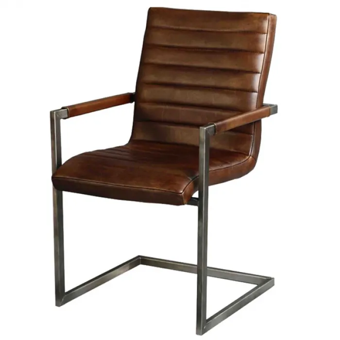 Кожаный стул с подлокотником Loft Stool Eleonora Swan от ImperiumLoft