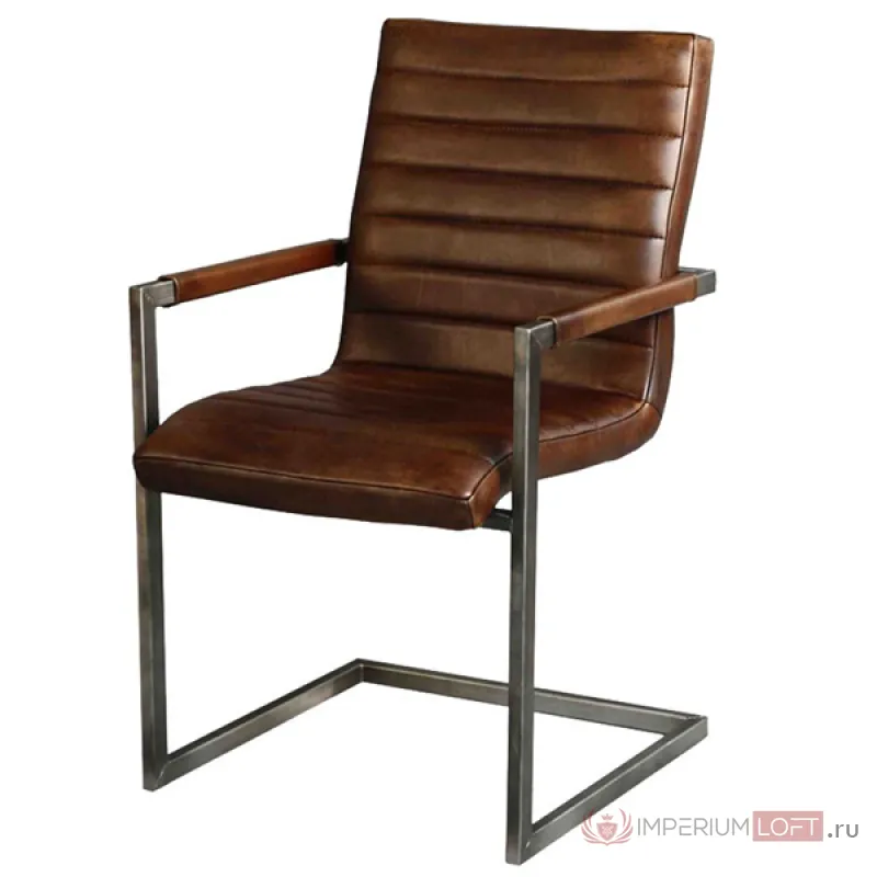 Кожаный стул с подлокотником Loft Stool Eleonora Swan от ImperiumLoft
