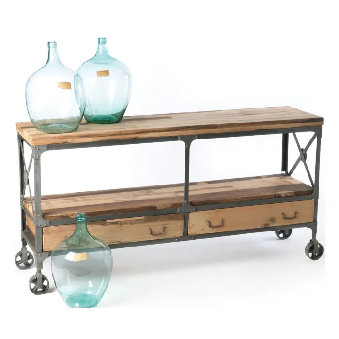 Консоль Industrial Metal Rust Rolling Reclaimed Wood Sideboard от ImperiumLoft