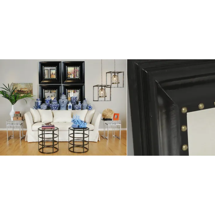 Зеркало настенное состаренное Black Foursquare от ImperiumLoft