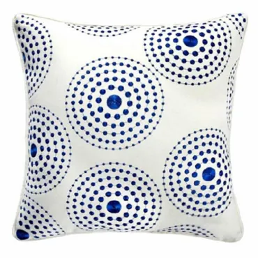 Декоративная подушка Round Pattern синяя вышивка