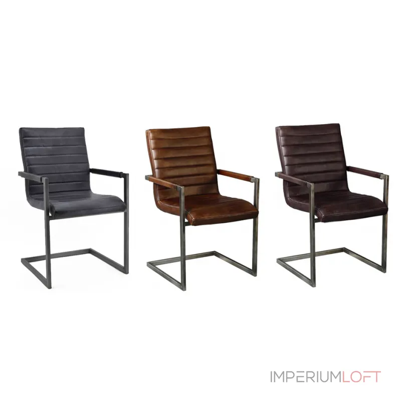 Кожаный стул с подлокотником Loft Stool Eleonora Swan