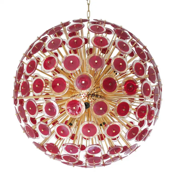 Murano Red Disco Glass Sputnik Chandelier Vistosi от ImperiumLoft
