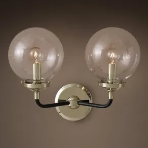 Бра Bistro Globe Clear Glass Double Sconce Nickel