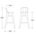 Барный стул Tolix Bar Stool 75 Backed