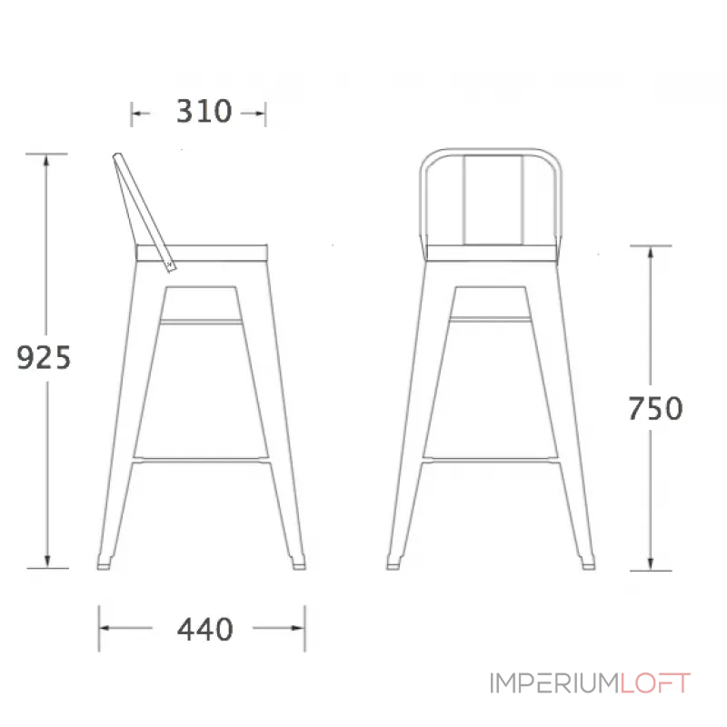 Барный стул Tolix Bar Stool 75 Backed