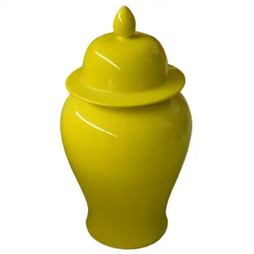 Китайская ваза с крышкой желтая