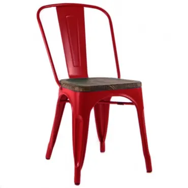Кухонный стул Tolix Chair Wood Red Красный designed by Xavier Pauchard		 in 1934