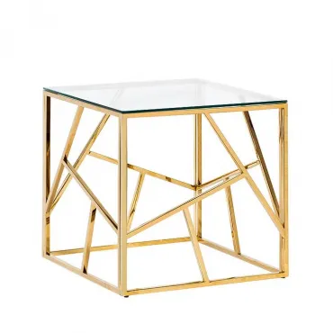 Приставной стол Serene Furnishing Gold Clear Glass Top Side Table