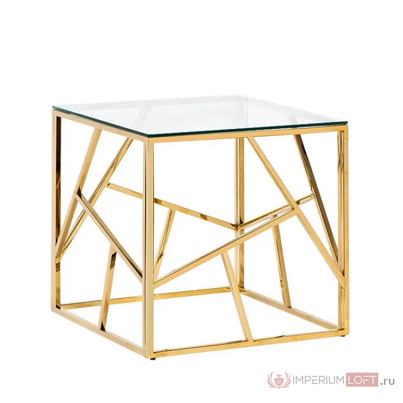 Приставной стол Serene Furnishing Gold Clear Glass Top Side Table от ImperiumLoft