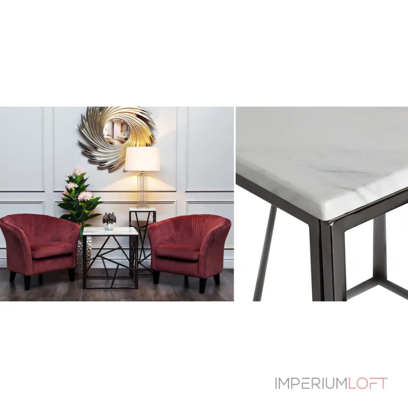Приставной стол Serene Furnishing Dark Chrome Marble Top Приставной стол Serene Furnishing Dark Chrome Marble Top