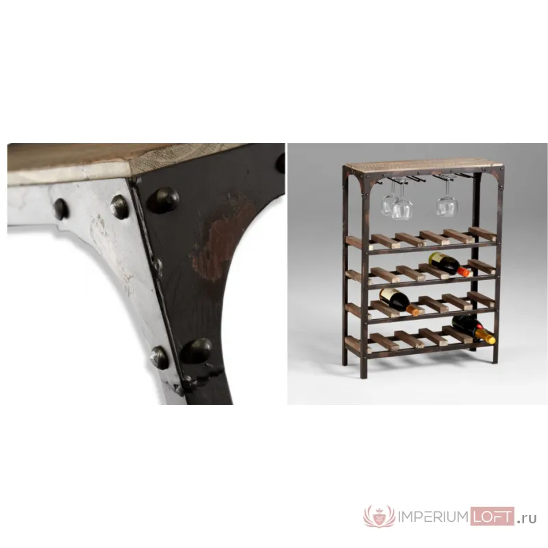 Стеллаж Industrial Metal Rust Console Wine Rack от ImperiumLoft