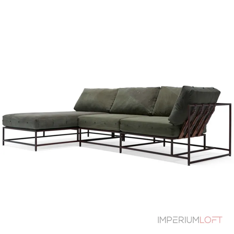 Угловой диван Olive Military Fabric Sectional sofa designed by Stephen Kenn and Simon Miller