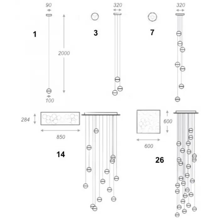 Светильник Bocci 14.1 Single Bubbles Led Crystal Glass 1 Ball от ImperiumLoft
